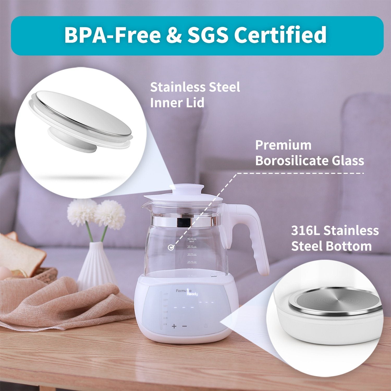 Baby Formula 300ml Precise Temperature Control Water Warmer Electric Kettle